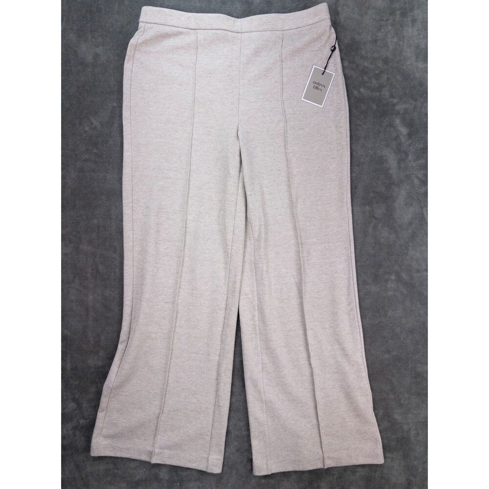 Autres Filles Ivory Knit Pull On Wide Leg Pants Womens Size L Comfort Chic NWT